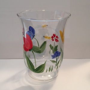 Hand painted glass votive candle holder